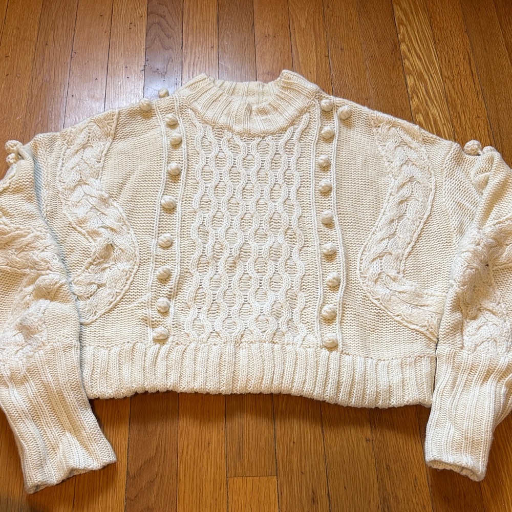 Nasty Gal Ivory Cable Knit Turtleneck Sweater